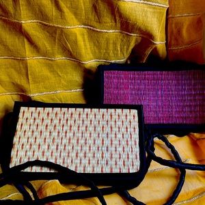 BASKETS OF CAMBODIA Hand-Woven Reed Grass Crossbody Basket Purse | cream/black